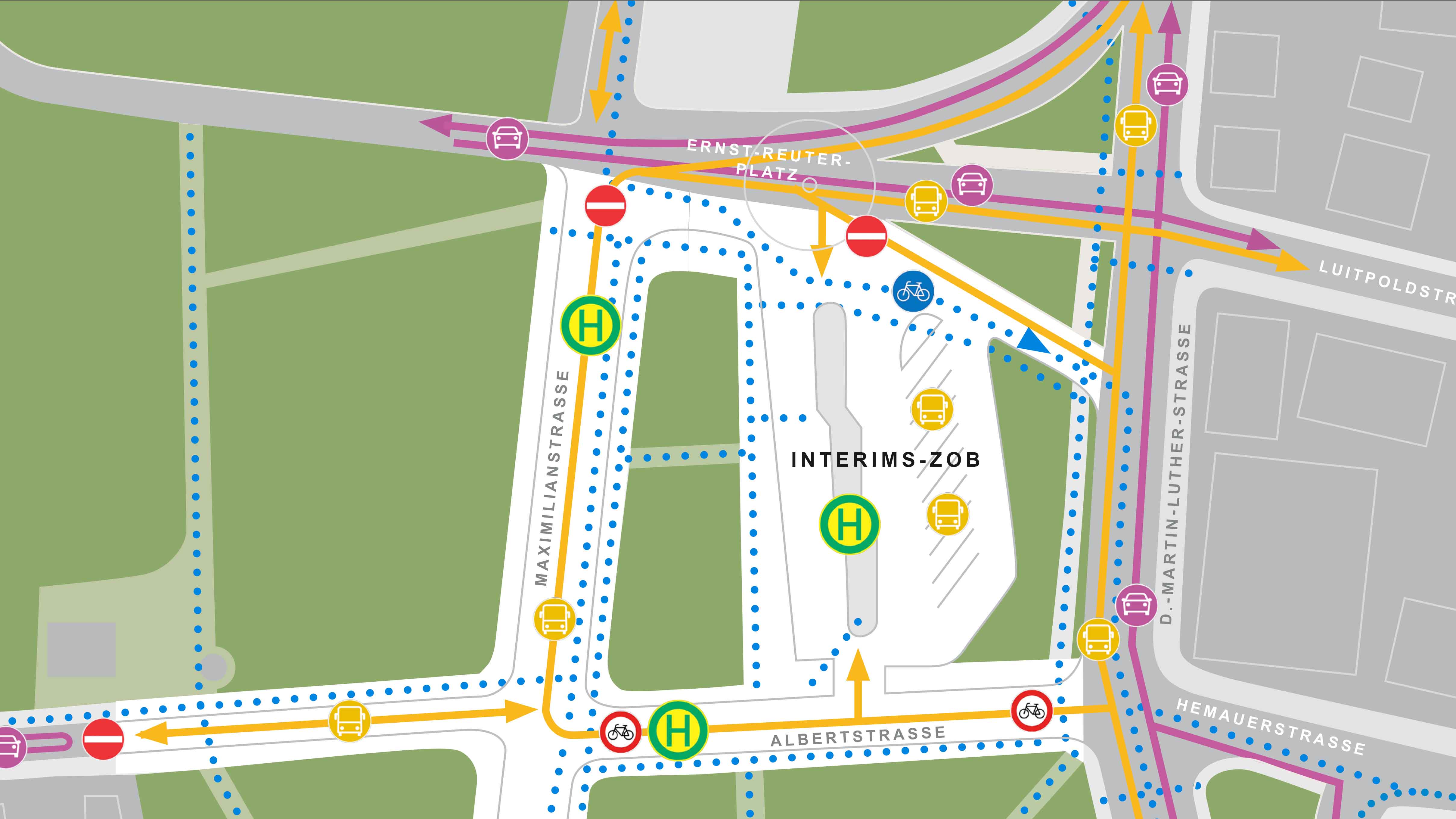 Verkehrsführung regensburg Interims-Busbahnhof